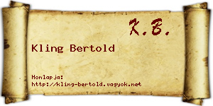 Kling Bertold névjegykártya